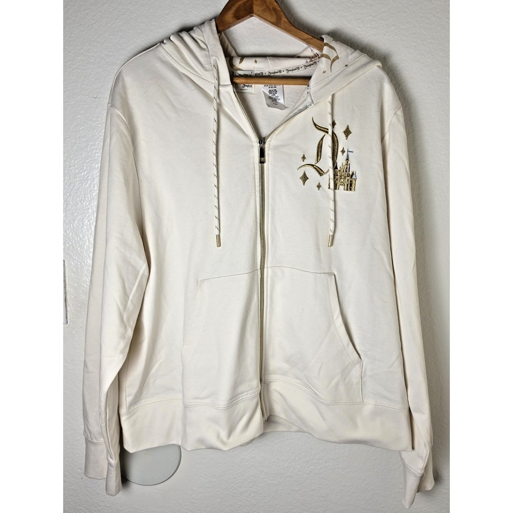 NWT Disneyland 70th Anniversary Hoodie Zip Up Sweatshirt Castle Gold Sz XL